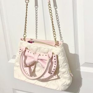 Betsy Johnson Quilted Heart Studded Bow Bag